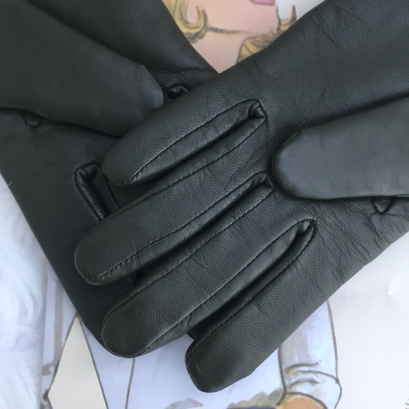 LEATHER GLOVES GREEN - Picture 4 of 7